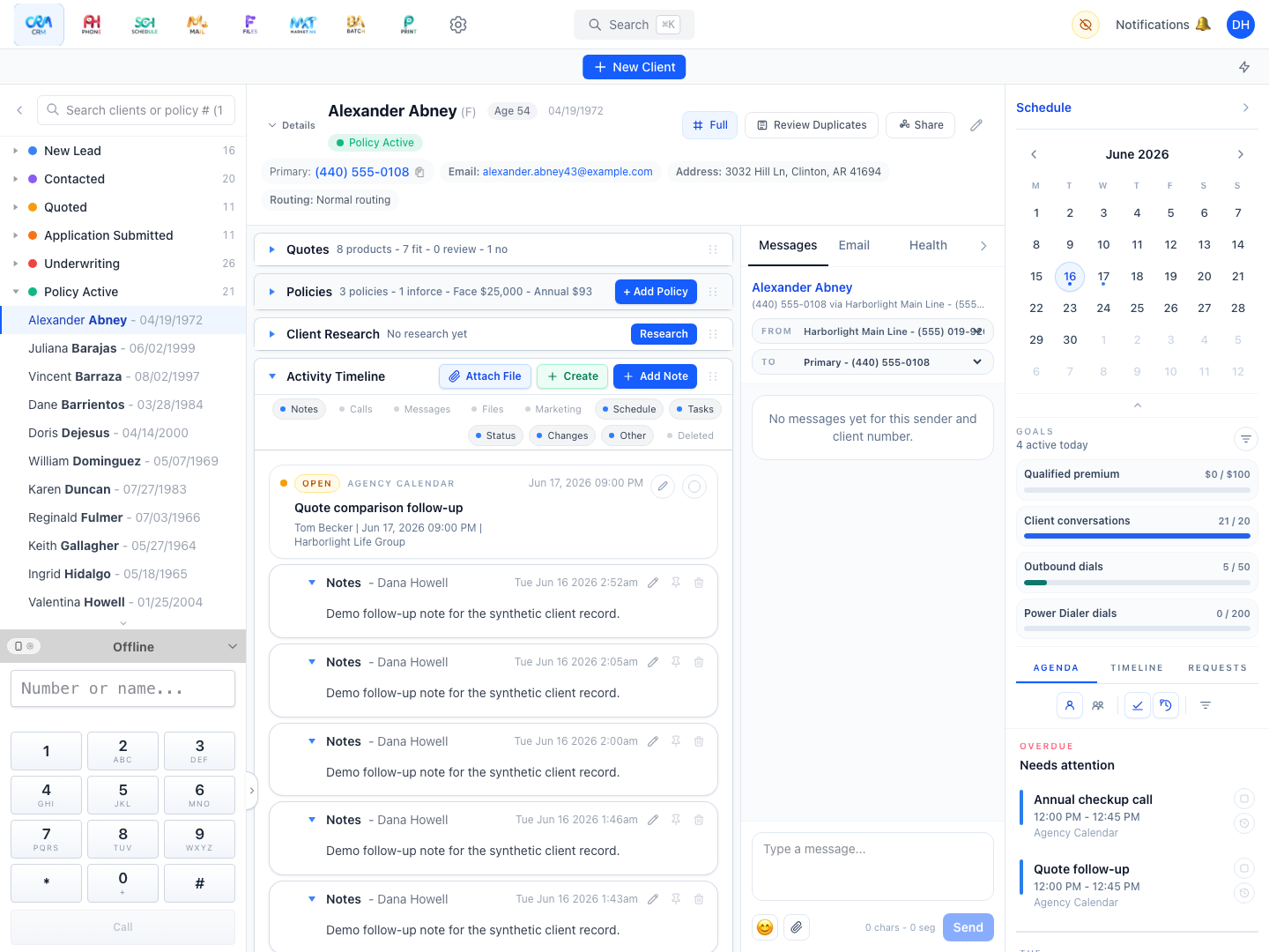 CRM in the Workganic demo workspace.