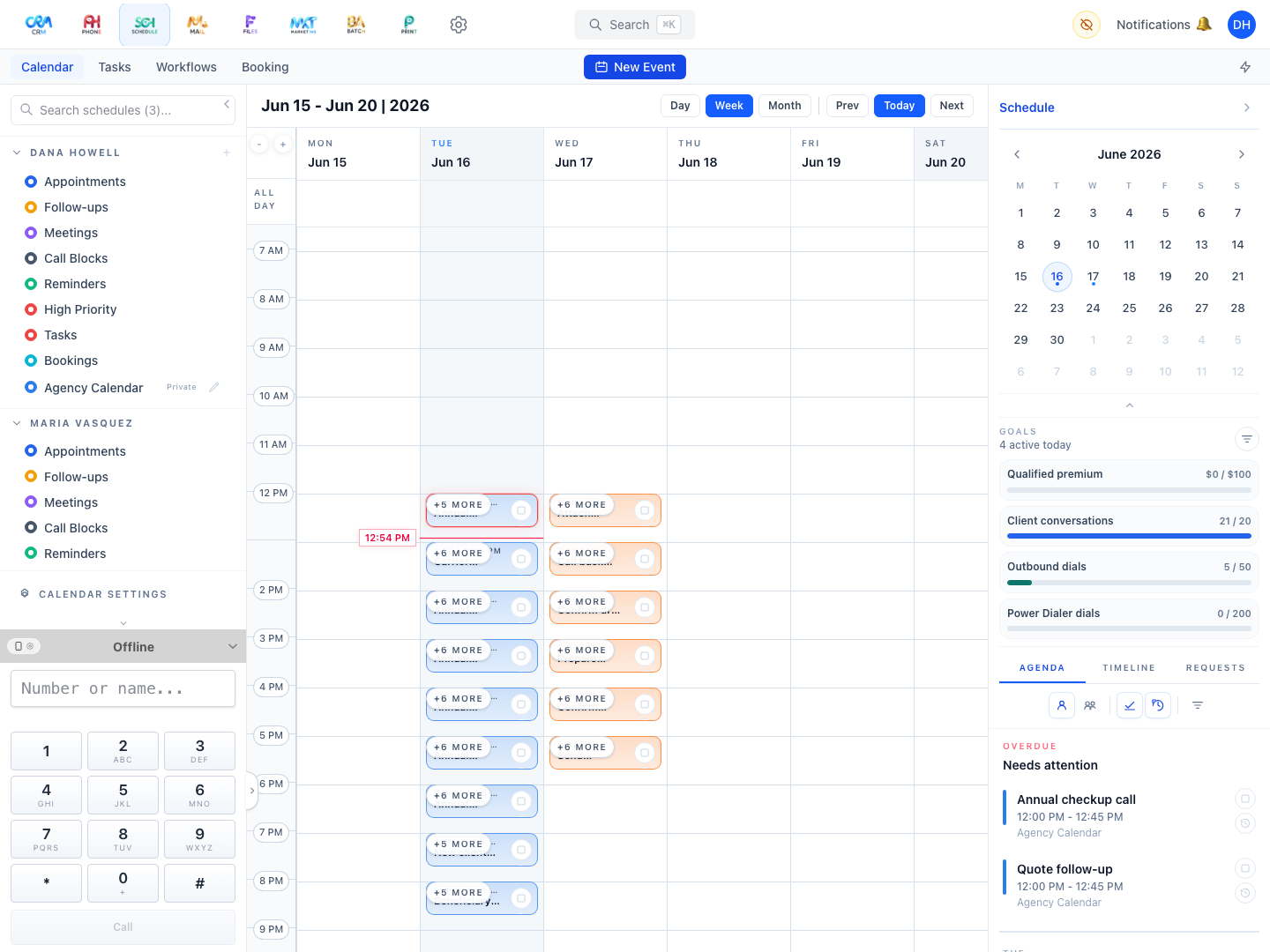 Schedule in the Workganic demo workspace.